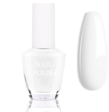 White Nail Polish - Pure White Nail Varnish - Quick Dry Milky Nail Polish - Waterproof French Manicure Nail Art Polish - Classical Opaque Long Lasting Nail Varnish No UV Light Needed