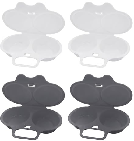 4 Moules À Œufs Cuits À La Vapeur Pour Le Petit-Déjeuner, Boîtes À Œufs Cuits À La Vapeur Pour Four À Micro-Ondes Résistantes À La Chaleur, Cuiseurs À Œufs Pour Four À Micro-Ondes, Gris).