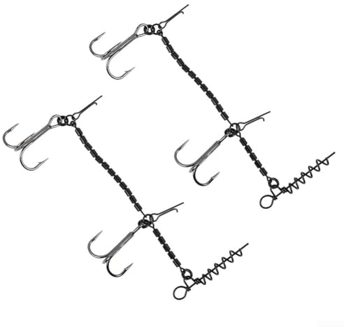 ComfyHarbor Stainless Steel Pike Stinger Treble Hook, Barbed Fishing Rig With Corkscrew Bait Holder, 1/0# Size, 14cm, 18g