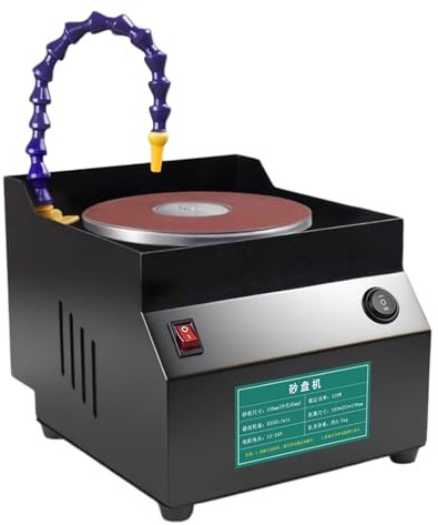 Levigatrice Elettrica Da Banco, Affilatrice Per Coltelli a Secco E Ad Acqua Con Velocità Regolabile, Sistema Di Circolazione Dell'acqua One Touch, Smerigliatrice a Disco Da 150 Mm Con 10 Fogli Di Cart