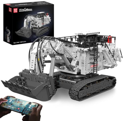 Mould King 17067 Technik Ferngesteuerter Bagger für R9800 Raupenbagger | Technologie-LKW-Modell Bausatz mit Klemmbausteinen, Spielzeug für Erwachsene mit 8 Motoren (über 3567 Teile)