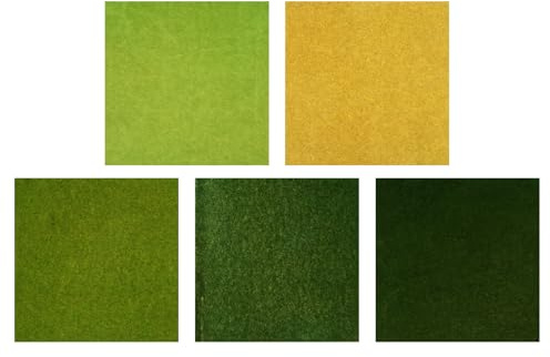 Gadpiparty 5 Stück DIY Rasen Papier Set für Modellbau 25 x 25 cm Kunstgrasmatten in Tiefgrün Hellgrün Herbst Gold Sand Tischmaterial für Landschaft und Miniaturlandschaft