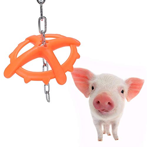 Riuulity Jouet à Mâcher en Plastique pour Porcelet, Plaque à Mordre à Chaîne Suspendue Haute Résistance pour Porcs, avec Conception Creuse pour Animaux de Ferme
