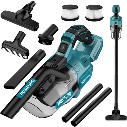 Akku Staubsauger für Makita 18V Akkus,20000Pa Leichter Staubsauger mit HEPA-Filter,5in1 Handstaubsauger mit LED-Licht Für Teppich,Hartboden,Möbel,Auto (Ohne Akku) Blau