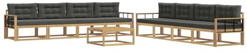 vidaXL Outdoor-Sofagarnitur 9 pcs Weiß und Anthrazit 79 x 79 x 37 cm, Garten-Sofa Set, modulare Lounge für draussen, wetterfestes Mobiliar, robuster Pool-Bereich