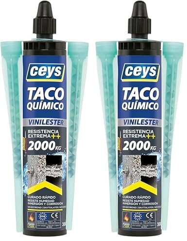 Ceys - Taco quimico resina vinylester - Alta resistencia +2000 Kg - Endurecimiento rápido - 300 ml (Paquete de 2)