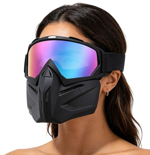 Motorradbrille Für Herren Antibeschlag-Vollgesichts-Skimaske, abnehmbar