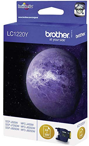 Brother LC-1220Y Inkjet Cartridge, Yellow, Single Pack, Standard Yield, Includes 1 x Inkjet Cartridge, Brother Genuine Supplies