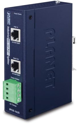 Planet Industrial IEEE 802.3at Gigabit High Power Over Ethernet Splitter 12V & 24V (-40 to 75 C)