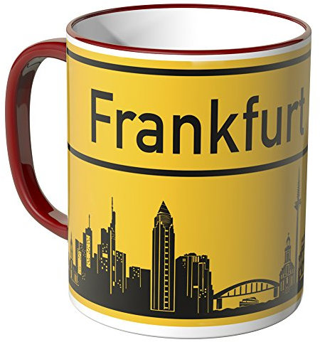 WANDKINGS® Tasse, Skyline Frankfurt - ROT