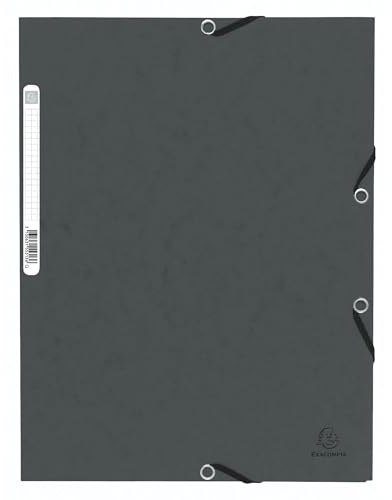 Exacompta 55313E 10er Pack Einschlagmappe. Aus extra starkem Colorspan-Karton DIN A4 mit 3 Klappen und Gummizügen grau Sammelmappe Dokumentenmappe ideal für Büro und Schule