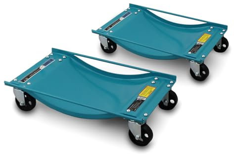 BITUXX® 2 Stück Rangierhilfe für PKW Auto Rangierroller Rangierheber Wagenheber Roller Bis 450Kg Belastbar pro Rangierroller