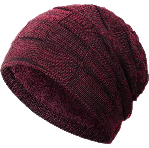 Compagno warm gefütterte Beanie Wintermütze Flechtmuster unifarben oder meliert Einheitsgröße Mütze