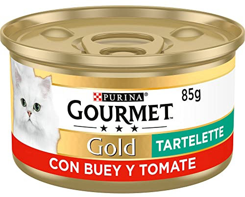 GOURMET Gold Tartelette, Nourriture Humide pour Chat Adulte, pâté de bœuf et tomates, Lot de 24 boîtes de 85 g