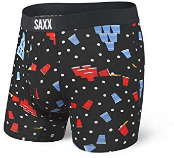 Saxx Vibe Boxer Brief - Beer Champs, Black, 33-35inches