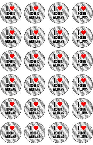 AK Giftshop I Love Robbie Williams Essbare Cupcake-Dekoration – einfach vorgeschnittene Kreise