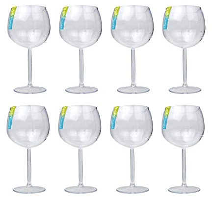 YöL 8X Gin Cocktail Glasses Balloon Clear re-usable Plastic Cup Home picnics BBQ Summer Party Tableware Drinks Cup Glasses drinkware Outdoor Durable Gin Glasses
