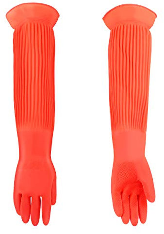 POPETPOP Guanti Lunghi in Lattice Acquario Spesso Guanti Protettivi Resistenti Guanti per Pulizia Multiuso