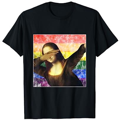 Dabbing Mona Lisa LGBT Regenbogen Farben Kunst T-Shirt