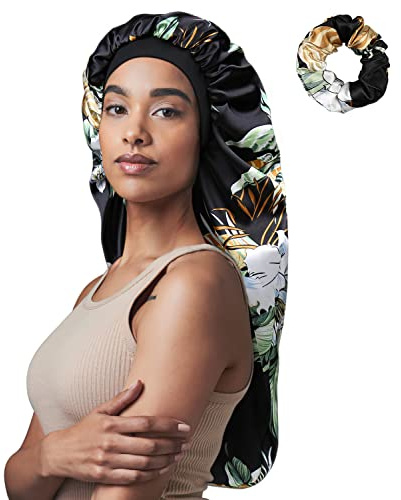Awefeel Double Layer Satin Sleep Cap for Long Hair, Braids, Dreadlocks, Curly Hair