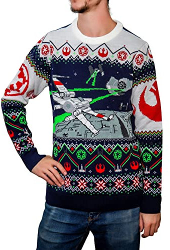 Star Wars X-Wing V Tie Fighter Pull de Noël moche, Multicolored, XL