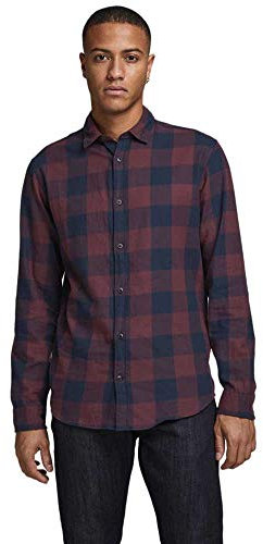 Jack & Jones Men's Jjegingham Twill Shirt L/S Ps Noos, Port Royale, 6XL