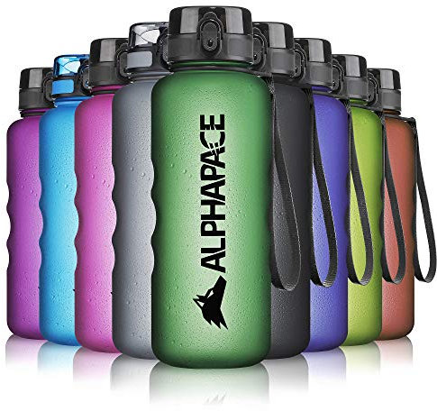 ALPHAPACE Trinkflasche, auslaufsichere 1.500 ml Wasserflasche, BPA-freie Flasche für Sport, Fahrrad & Outdooraktivitäten, Sportflasche mit Fruchteinsatz, in Dark-Green