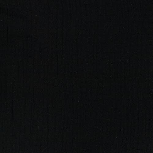 Organic-Musselin-KIM-100% Bio Baumwolle-50 cm Schritte-Meterware (Schwarz-301)
