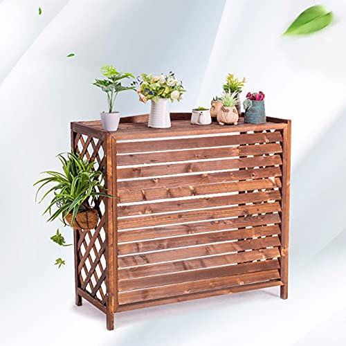 HRXQ Soporte para Plantas Exterior, Puesto De Flores Madera para Aire Acondicionado, Pantalla De Privacidad, Vallas, Carbonizado, Fácil De Instalar (Size : 80×32×70cm)