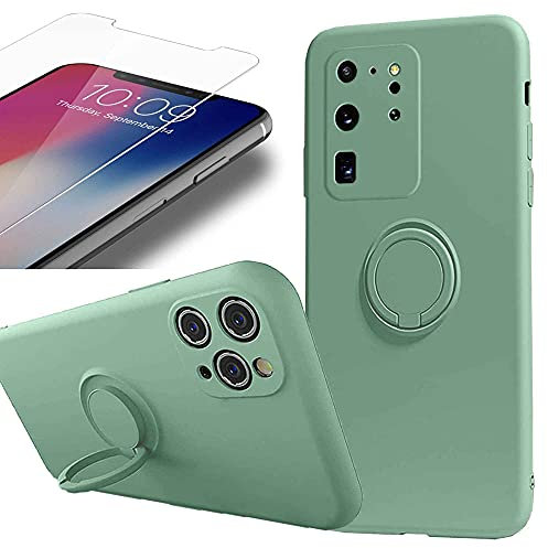Eximmobile Silikonhülle Ring Rubber in Türkis + Panzerfolie kompatibel mit Huawei P20 Schutzhülle mit Ringhalter Handytasche Schutztasche Handyhülle Hülle Silikon Case