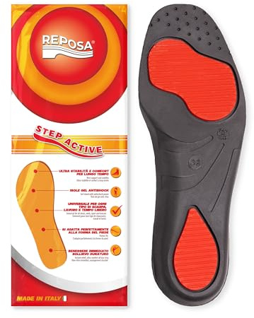 REPOSA Step Active - Solette Scarpe Gel da Lavoro Uomo Donna, Suole Scarpa Antinfortunistica Ideali per il Lavoro Sport e Uso Quotidiano, Azione Antishock e Cuscinetti per Tallone per Postura Corretta