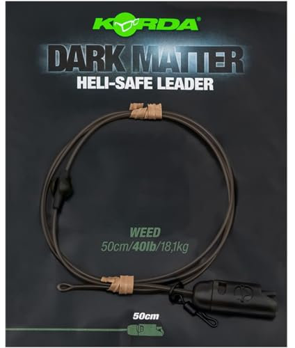 Korda Karpfenmontage zum Karpfenfischen 50cm 40lb Dark Matter Leader Heli Safe, Farbe:Weed