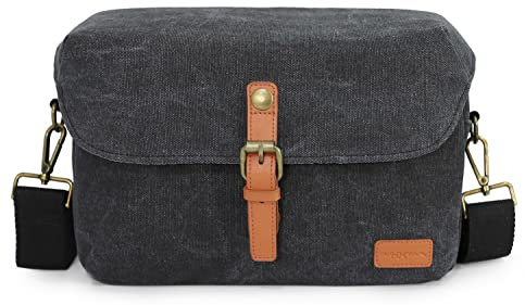 Baxxtar Louis II Housse Sacoche Appareil Photo Reflex numérique en Canvas - Compatible avec Fujifilm X-S20 X-T50 - Canon EOS 2000D 4000D M6 RP R8 R10 R100 - Nikon Z-30 Z-50 Z6 II Z-f - Sony 7C II