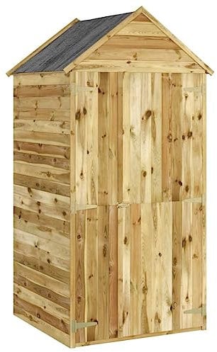 vidaXL Geräteschuppen Gartenhaus Schuppen Gerätehaus Lagerschuppen Gartenschrank Pultdach Garten Tür 107x107x220cm Massivholz Kiefer Imprägniert