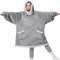 BEDSURE Hoodie Decke mit Ärmeln und Kapuze - Kuscheldecke mit Ärmeln Sherpa Kuschelpullover Damen als Geschenke für Frauen, Grau, 110x90cm