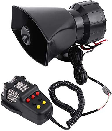 Auto Sirene Horn 7 Sounds Laut Auto Audio Lautsprecher Universal Auto Lautsprecher Horn Sirene für Polizei, Krankenwagen, Feuerwehr und Pionierfahrzeuge