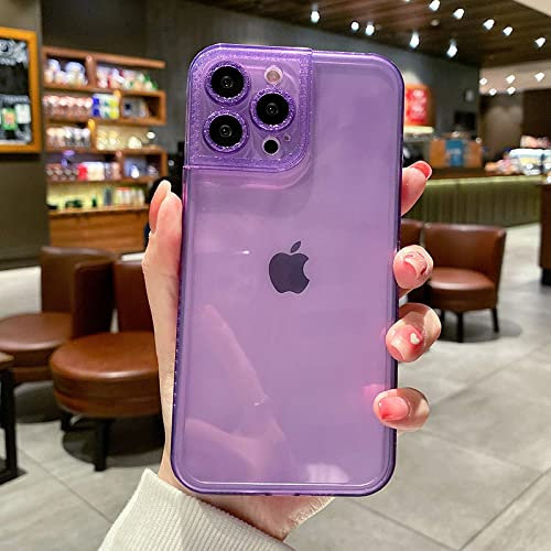 JWXNO Glitter Moda Colorata Cassa Del Telefono Trasparente per iPhone 13 ProMax 12 Pro Max 11 Mini XSMAX XS XR X 8 7Plus per iPhone 11, Viola, per iPhone 11 ProMax