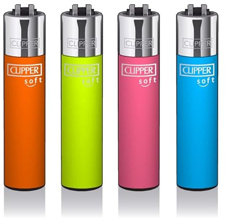 Clipper® Feuerzeuge 4er Set (Soft Touch Fluo)
