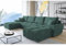ML Furniture Velvet Ecksofa in U-Form – Grün Sofa – Couch mit Stauraum und Kissen - Ausziehbares Schlafsofa – Sofa mit Schlaffunktion - Schlafsofa mit Bettkasten – Gästebett – 365 x 189 cm