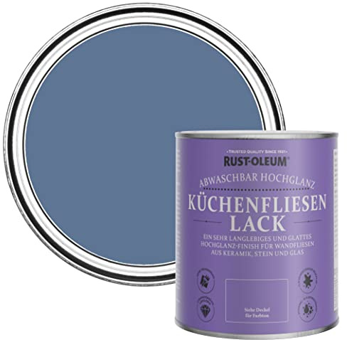 Rust-Oleum Blue Water-Resistant Kitchen Tile Paint in Gloss Finish - Blue River 750ml