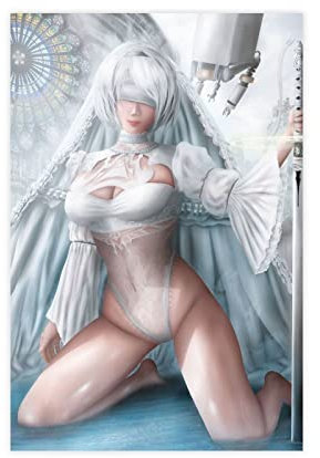 MOIT Abenteuerspiele Hochzeit 2B Nier Automata Leinwand Poster Schlafzimmer Dekor Sport Landschaft Büro Zimmer Dekor Geschenk Rahmen Stil 60 x 90 cm