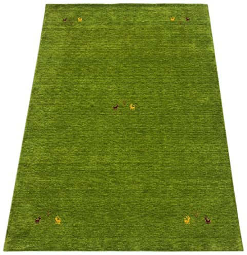 Grün Wohnzimmer Gabbeh Teppich 100% Wolle 170x240 cm Handgewebt WR81