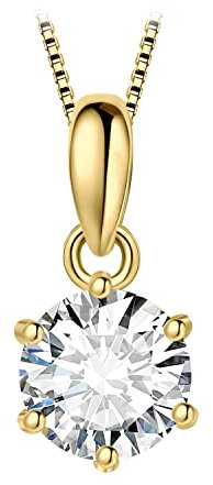 JewelryPalace Rund 0.5ct Moissanite Solitär Kette Anhänger, Simulierter Diamant Braut Schmuck Set, Halskette Damen Silber 925 Collier Damen mit Stein,Schmuck Mädchen Geschenk für Frauen Vergoldet 45CM