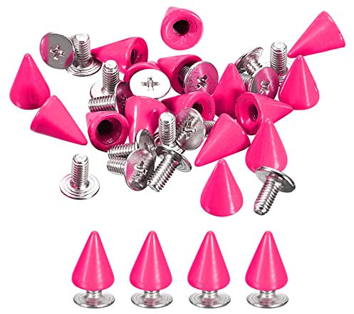 sourcing map Lot de 50 clous coniques 7 x 10 mm et rivets à vis en métal pour vêtements, ceintures, sacs, chaussures, loisirs créatifs - Rose rouge