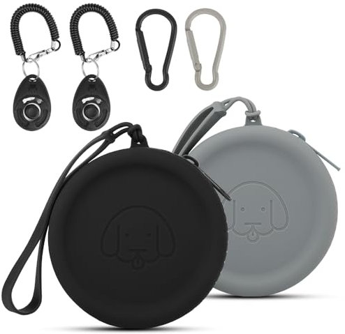 Leckerli-Tasche aus Silikon,2 Stück,Futtertasche für Hundetraining,Hundezubehör,Taschengröße,leicht zu reinigen,geruchlos,Reißverschluss-Design,tragbare Leckerli-Tasche für Hunde (Dunkelgrau&Schwarz)