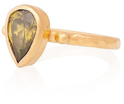 Peridot Ring, Peridot Woman Ring. Pear Peridot Ring. Gold Plated Silver Peridot Ring. 925 Sterling Silver Peridot Ring. 24K Gold Plated Silver Peridot Ring.