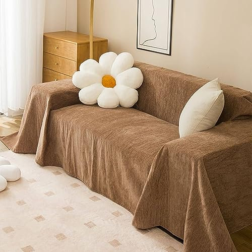Daesar Sofabezug rutschfest 180x350CM, Couch Überzug Ecksofa 4 Sitzer Kaffee Sofa Überzug Chenille Universal Bezug Sofa 180x350CM