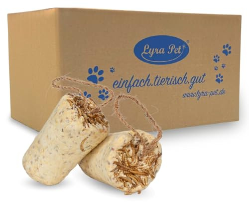 Lyra Pet® 2 x 12 STK. Protein Boost Körner Riegel mit Mehlwürmern fettreich | Proteinreiches Vogelfutter für Sommer & Winter - Premium Erdnussbutterriegel - Fettreicher Energiespender für Wildvögel