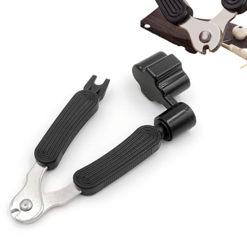 LEEQ 3-in-1 Saitenkurbel - Gitarren Saitenspindel, Gitarre Saiten Schneider, Gitarren String Winder, Gitarre Saiten Pin Abzieher für Gitarre Elektrisch Ukulele Mandoline(Schwarz)