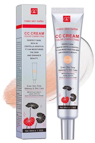Color Correcting CC Cream mit Centella Asiatica,3 in1 CC Creme Concealer mit voller Deckkraft,SPF 25 Centella Sunscreen Pre-Make-up-Grundierung Aufhellung Teint und Spendet Feuchtigkeit (02# Licht)